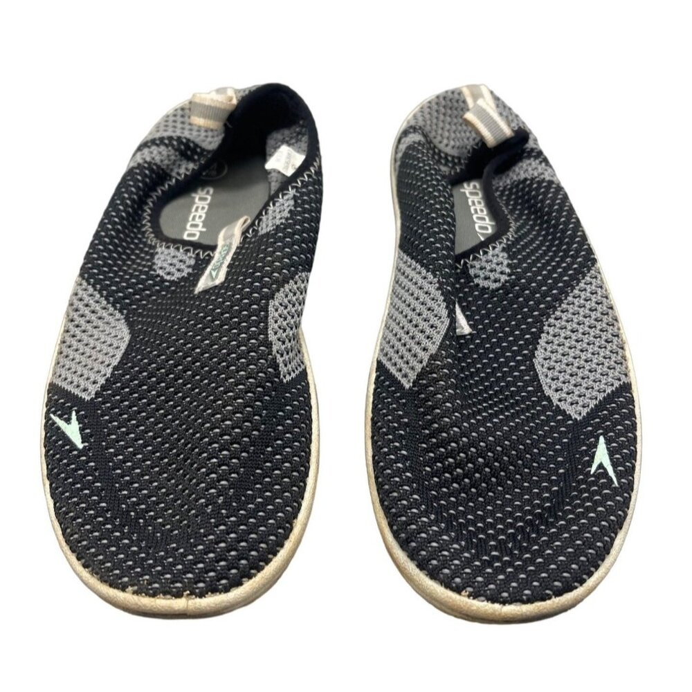 Speedo Mesh Water Shoes black gray pull on size 7/8 M READ